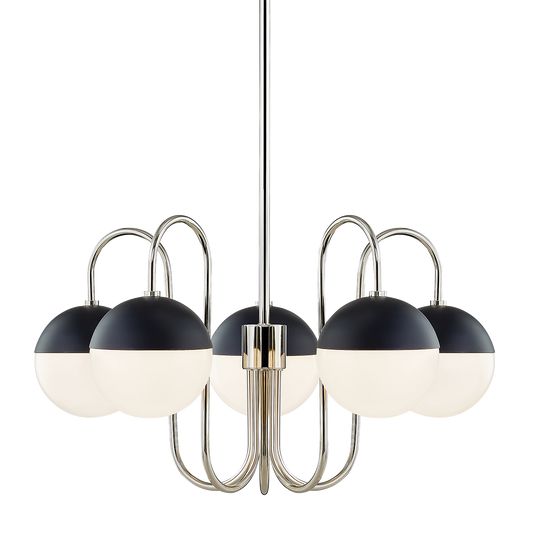 Mitzi 5 Light Chandelier in Polished Nickel/Black H344805-PN/BK