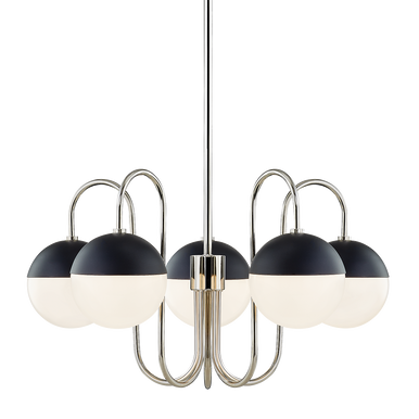 Mitzi 5 Light Chandelier in Polished Nickel/Black H344805-PN/BK