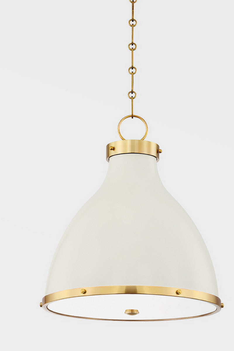 Hudson Valley Lighting Painted No. 3 Pendant in Aged Brass/off White MDS361-AGB/OW