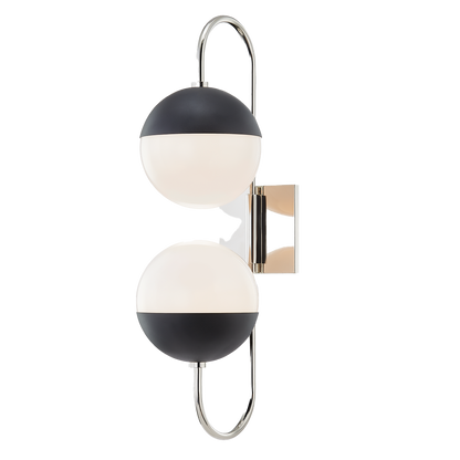 Mitzi 2 Light Wall Sconce in Polished Nickel/Black H344102B-PN/BK