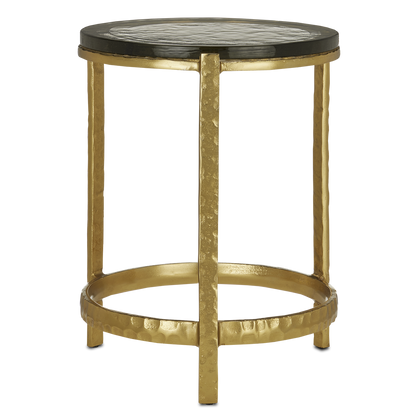 Currey & Co. 18.5" Acea Gold Accent Table with Cast Glass 4000-0156