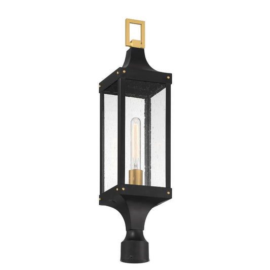 Savoy House Glendale 1-Light Outdoor Post Lantern in Matte Black and Weathered Brushed Brass 5-278-144