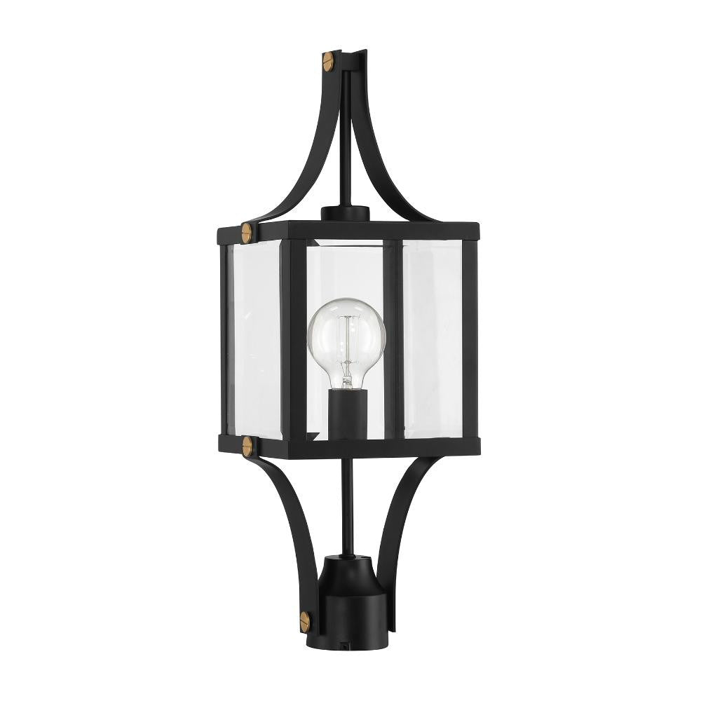 Savoy House Raeburn 1-Light Outdoor Post Lantern in Matte Black and Weathered Brushed Brass 5-476-144