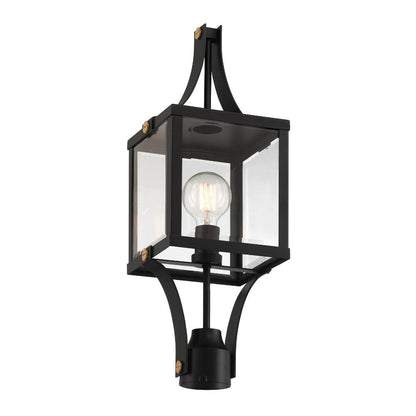 Savoy House Raeburn 1-Light Outdoor Post Lantern in Matte Black and Weathered Brushed Brass 5-476-144