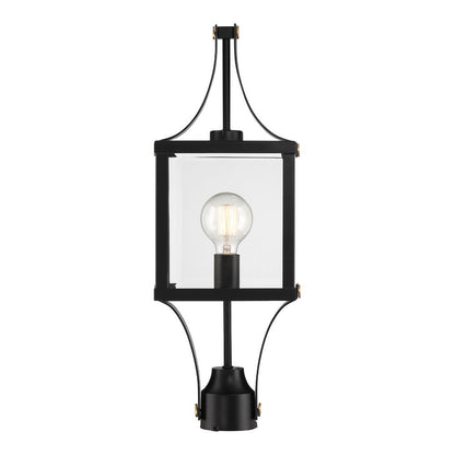 Savoy House Raeburn 1-Light Outdoor Post Lantern in Matte Black and Weathered Brushed Brass 5-476-144