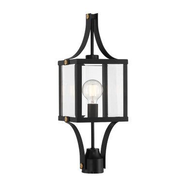 Savoy House Raeburn 1-Light Outdoor Post Lantern in Matte Black and Weathered Brushed Brass 5-476-144