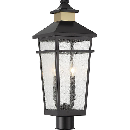 Savoy House Kingsley 2-Light Outdoor Post Lantern in Matte Black with Warm Brass Accents 5-718-143