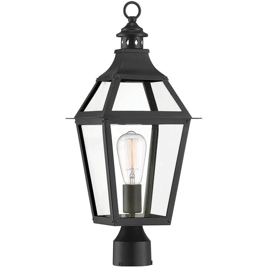 Savoy House Jackson Black With Gold Highlighted 1 Light Outdoor Post Lantern in Black With Gold Highlighted 5-724-153