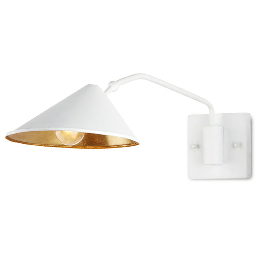 Currey & Co. Serpa Single Swing-Arm White Wall Sconce 5000-0205