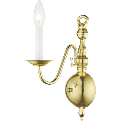 Livex Lighting Williamsburgh Collection 1 Light Polished Brass Wall Sconce in Polished Brass 5001-02