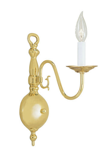 Livex Lighting Williamsburgh Collection 1 Light Polished Brass Wall Sconce in Polished Brass 5001-02