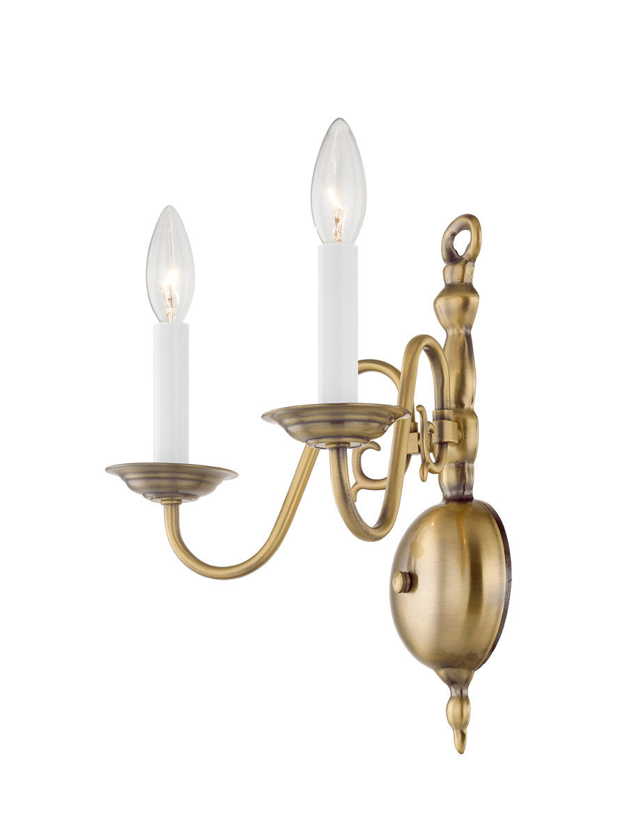 Livex Lighting Williamsburgh Collection 2 Light Antique Brass Wall Sconce in Antique Brass 5002-01