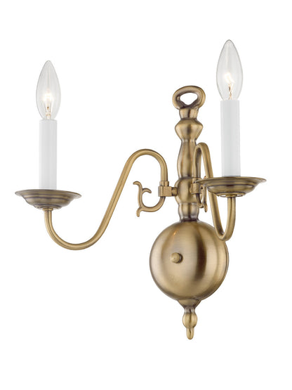 Livex Lighting Williamsburgh Collection 2 Light Antique Brass Wall Sconce in Antique Brass 5002-01