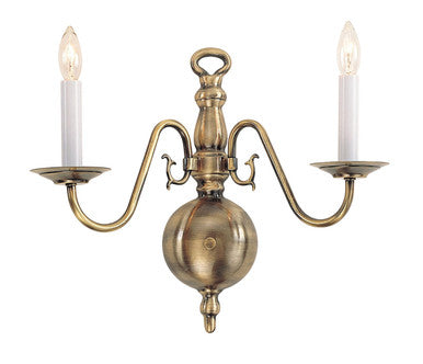 Livex Lighting Williamsburgh Collection 2 Light Antique Brass Wall Sconce in Antique Brass 5002-01