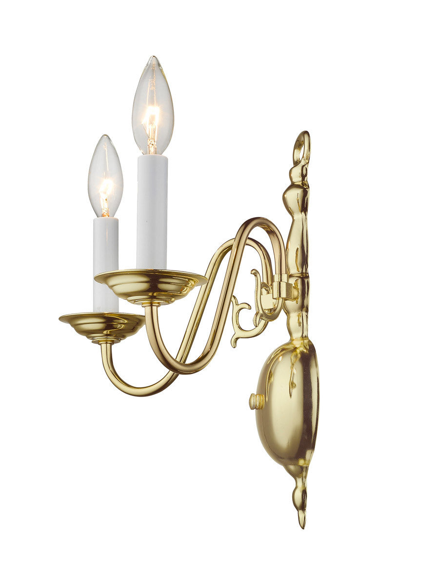 Livex Lighting Williamsburgh Collection 2 Light Polished Brass Wall Sconce in Polished Brass 5002-02