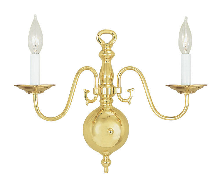 Livex Lighting Williamsburgh Collection 2 Light Polished Brass Wall Sconce in Polished Brass 5002-02