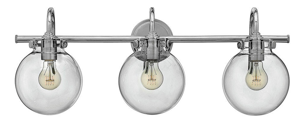 Hinkley Lighting Congress Globe Glass Three Light Vanity Chrome 50034CM