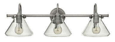 Hinkley Lighting Congress Small Retro Glass Three Light Vanity Antique Nickel 50036AN