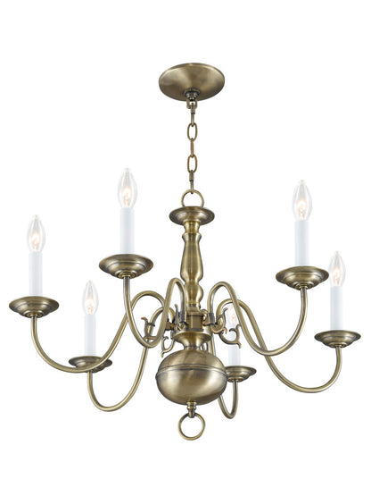 Livex Lighting Williamsburgh Collection 6 Light Antique Brass Chandelier in Antique Brass 5006-01