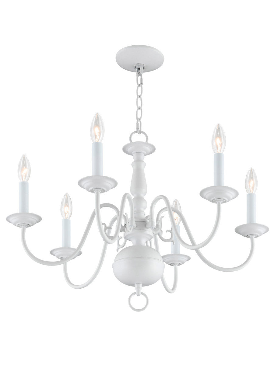 Livex Lighting Williamsburgh Collection 6 Light White Chandelier in White 5006-03