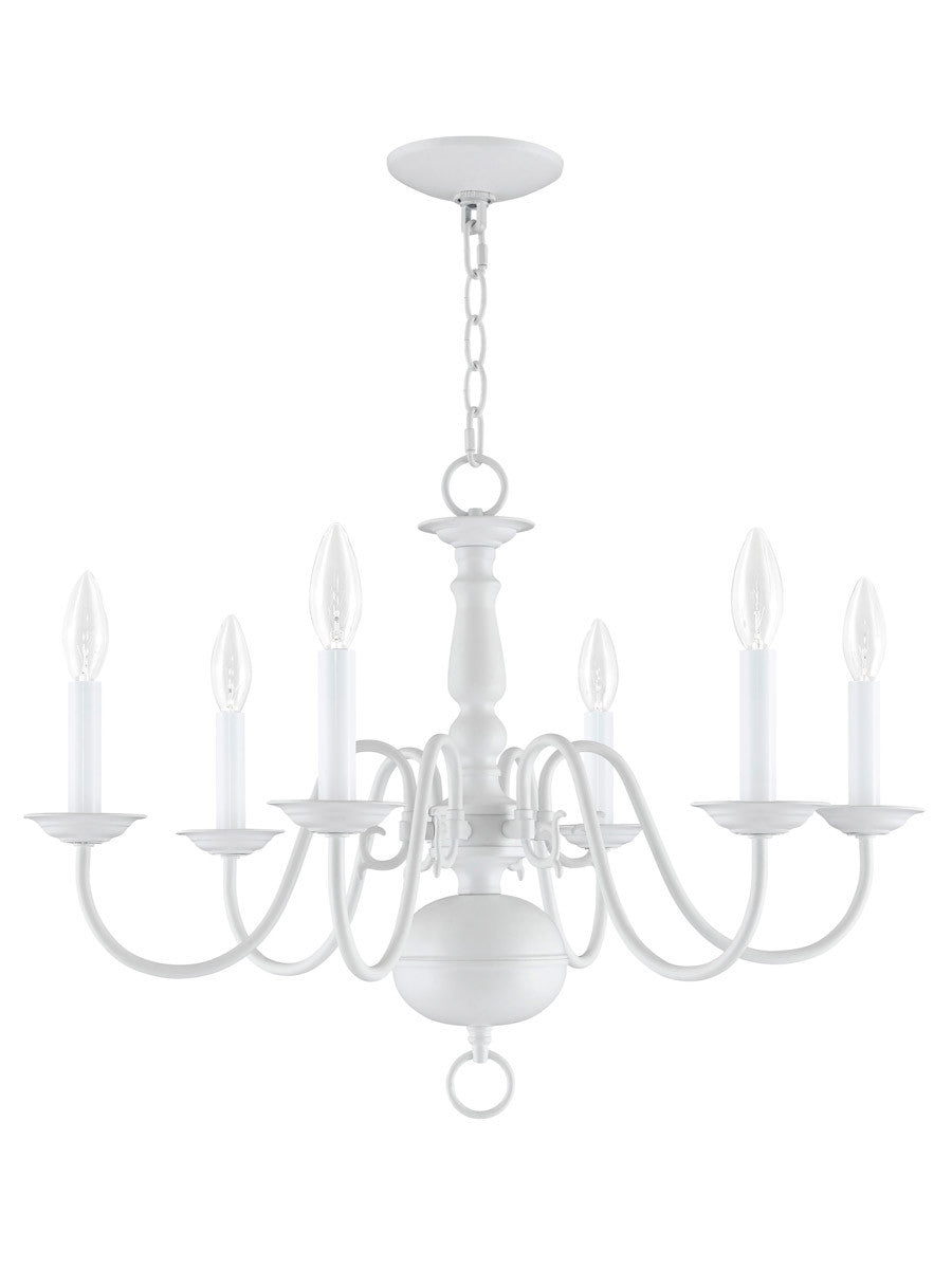 Livex Lighting Williamsburgh Collection 6 Light White Chandelier in White 5006-03