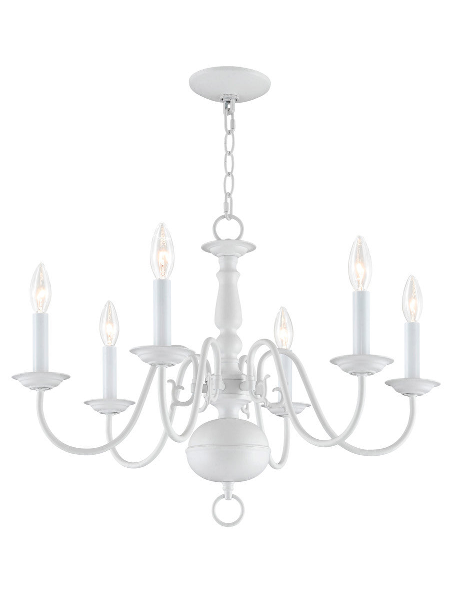 Livex Lighting Williamsburgh Collection 6 Light White Chandelier in White 5006-03