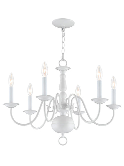 Livex Lighting Williamsburgh Collection 6 Light White Chandelier in White 5006-03