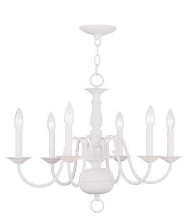 Livex Lighting Williamsburgh Collection 6 Light White Chandelier in White 5006-03