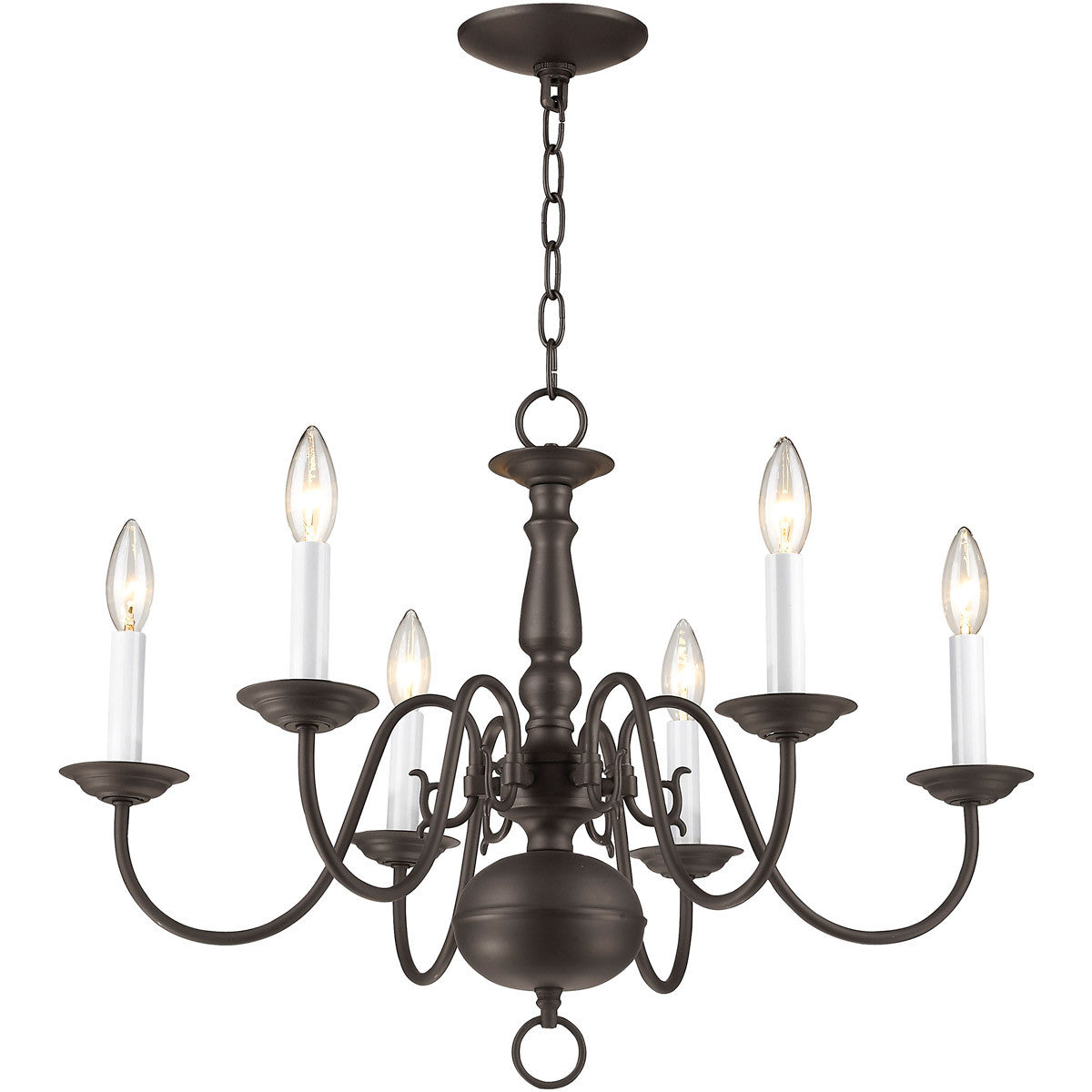 Livex Lighting Williamsburgh Collection 6 Light Bronze Chandelier in Bronze 5006-07