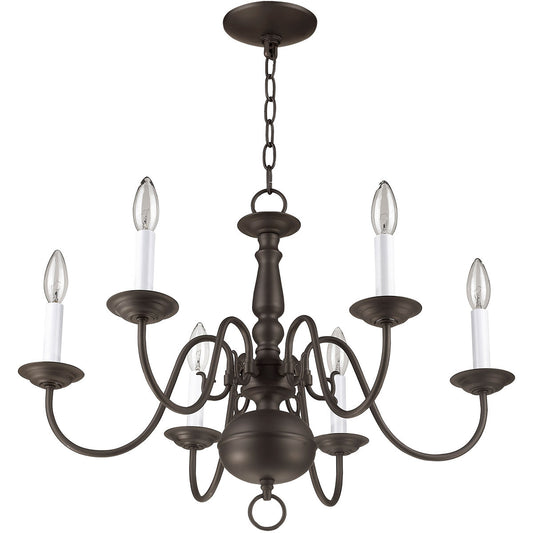 Livex Lighting Williamsburgh Collection 6 Light Bronze Chandelier in Bronze 5006-07