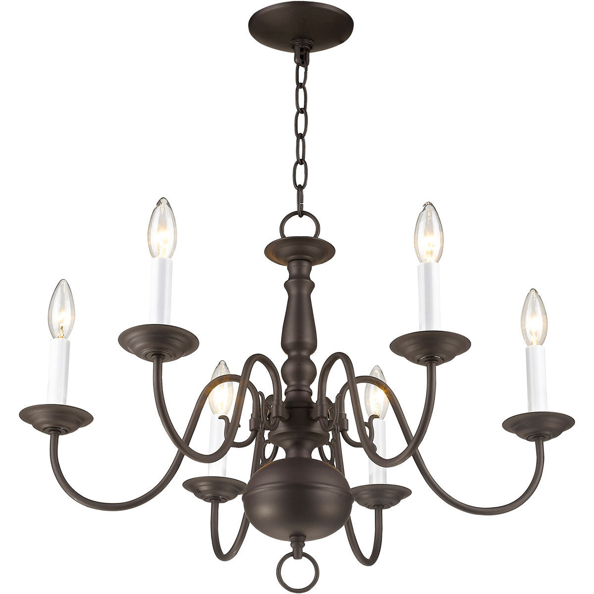 Livex Lighting Williamsburgh Collection 6 Light Bronze Chandelier in Bronze 5006-07