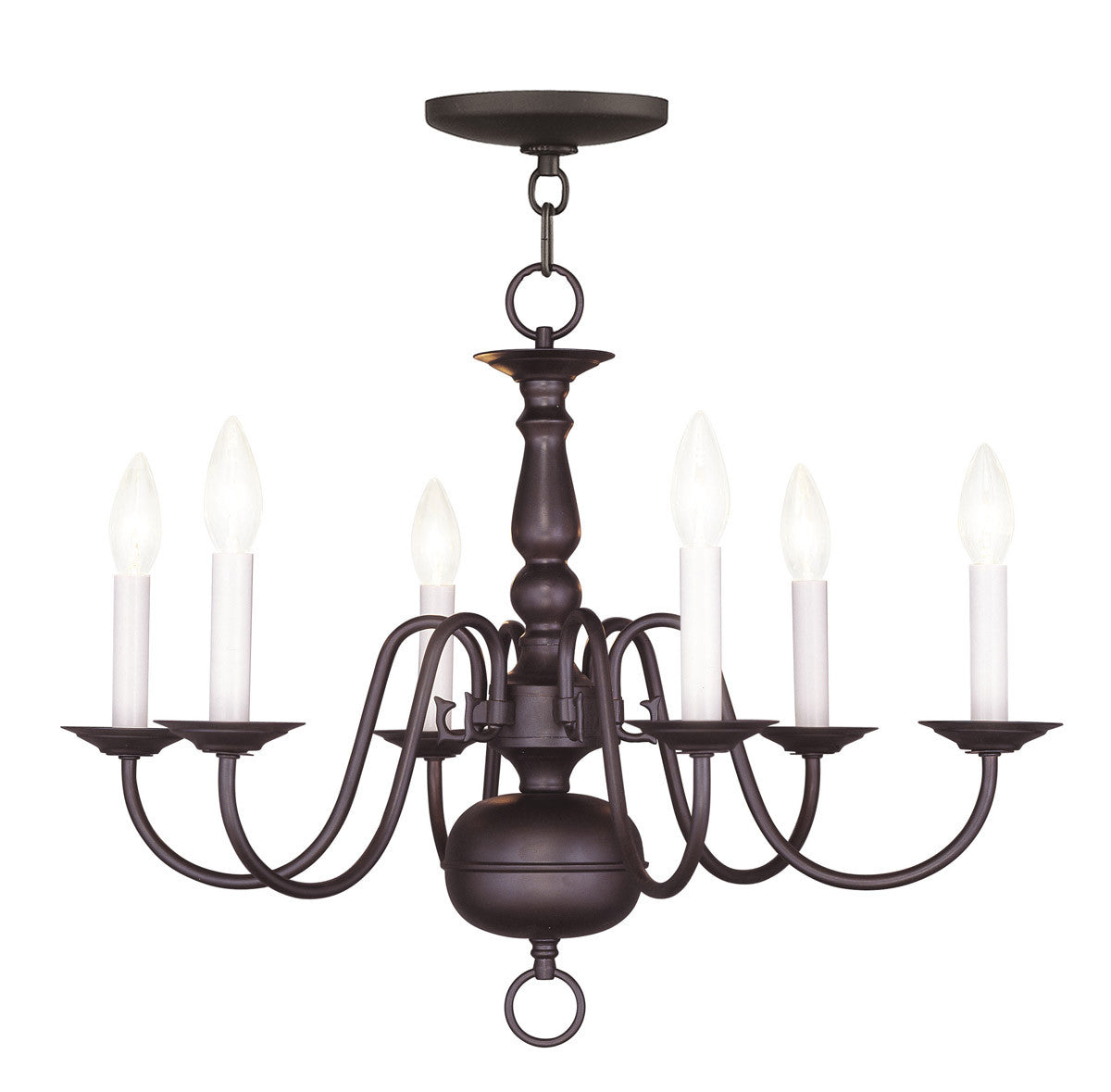 Livex Lighting Williamsburgh Collection 6 Light Bronze Chandelier in Bronze 5006-07