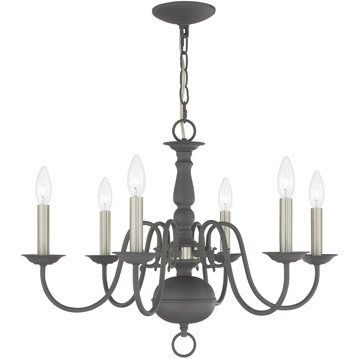 Livex Lighting Williamsburgh Collection 6 Lt Scandinavian Gray Chandelier in Scandinavian Gray 5006-76