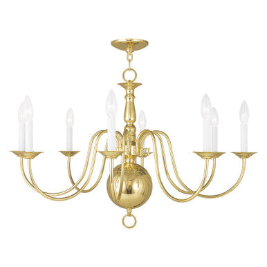 Livex Lighting Williamsburgh Collection 8 Light Polished Brass Chandelier in Polished Brass 5007-02