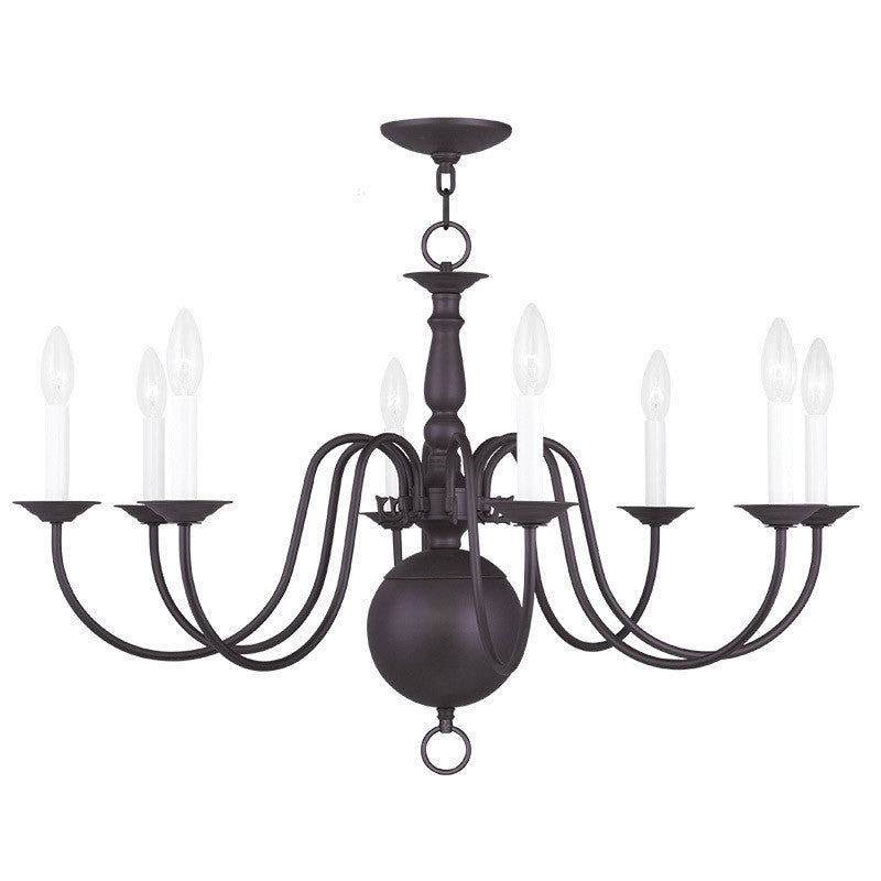 Livex Lighting Williamsburgh Collection 8 Light Bronze Chandelier in Bronze 5007-07