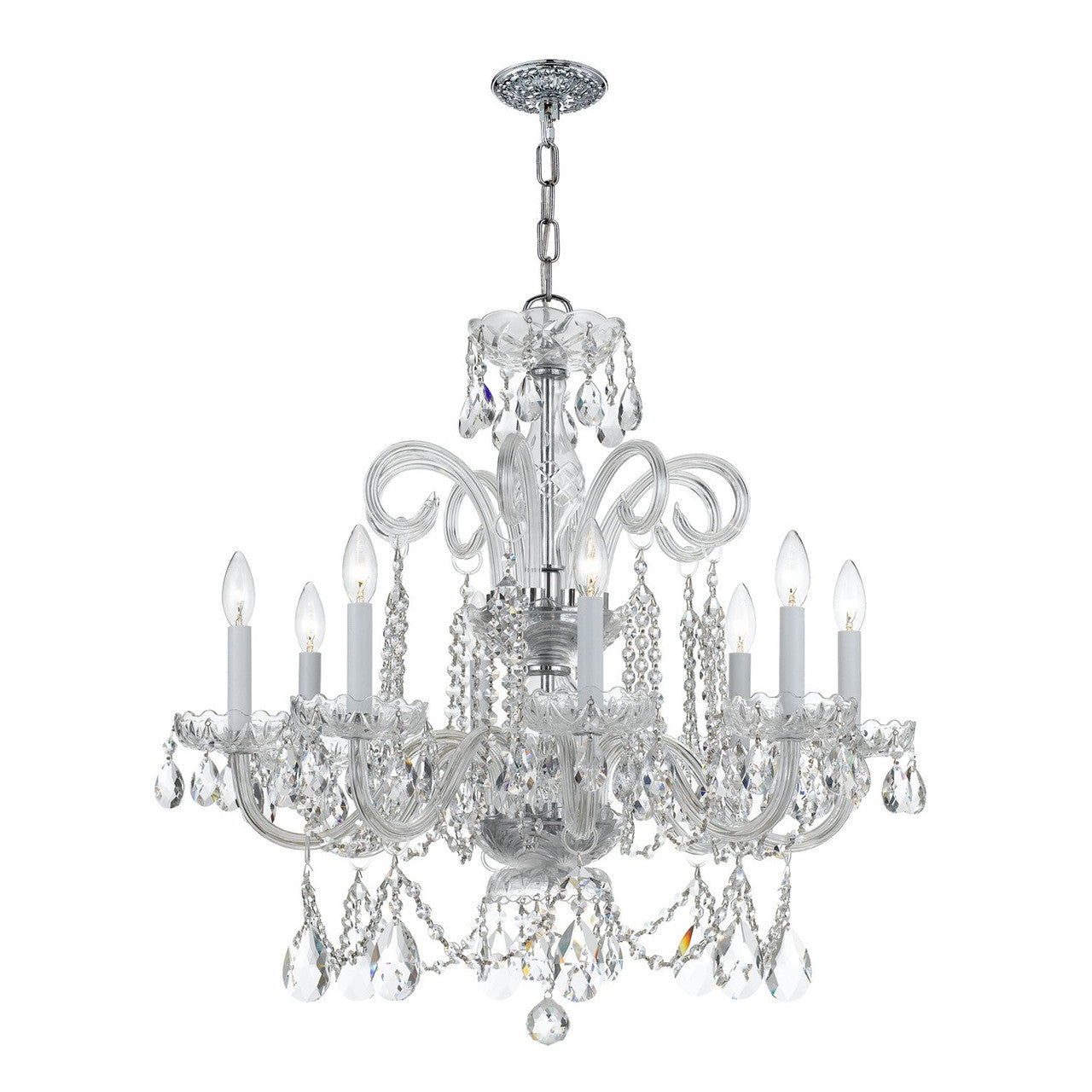 Crystorama Traditional Crystal 8 Light Hand Cut Crystal Polished Chrome Chandelier 5008-CH-CL-MWP