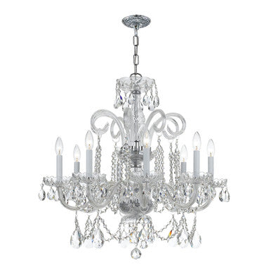 Crystorama Traditional Crystal 8 Light Hand Cut Crystal Polished Chrome Chandelier 5008-CH-CL-MWP