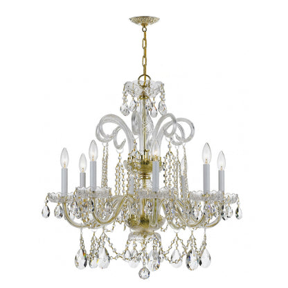 Crystorama Traditional Crystal 8 Light Hand Cut Crystal Polished Brass Chandelier 5008-PB-CL-MWP