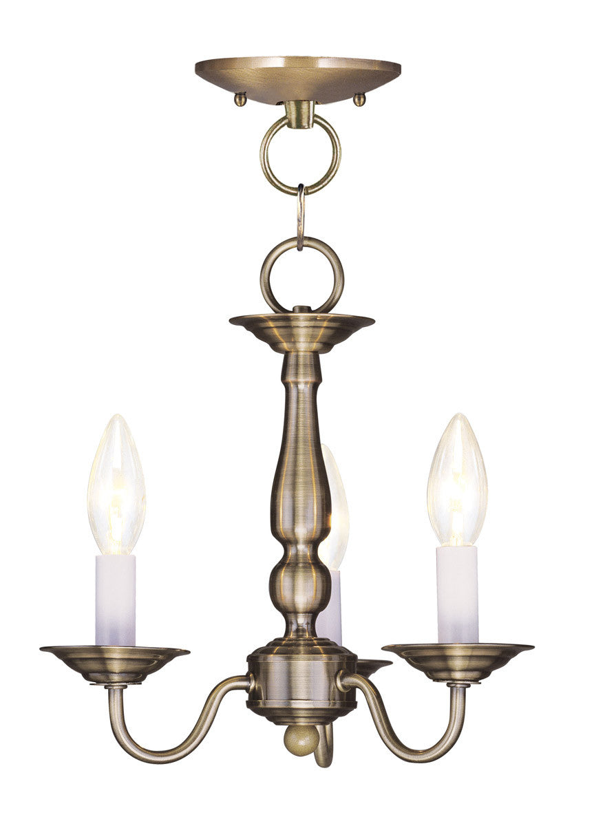 Livex Lighting Williamsburgh Collection 3 Light AB Chain Hang/Ceiling Mount in Antique Brass 5009-01