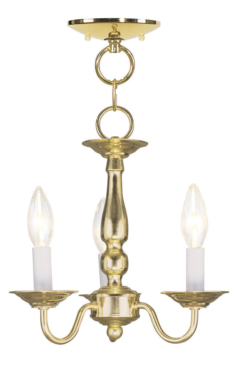 Livex Lighting Williamsburgh Collection 3 Light PB Chain Hang/Ceiling Mount in Polished Brass 5009-02