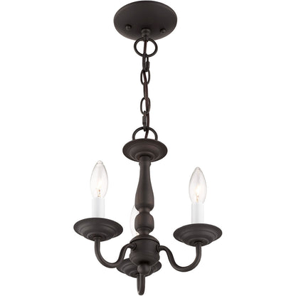 Livex Lighting Williamsburgh Collection 3 Light Bronze Chain Hang/Ceiling Mount in Bronze 5009-07