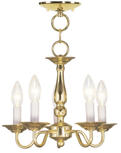 Livex Lighting Williamsburgh Collection 5 Light PB Chain Hang/Ceiling Mount in Polished Brass 5011-02