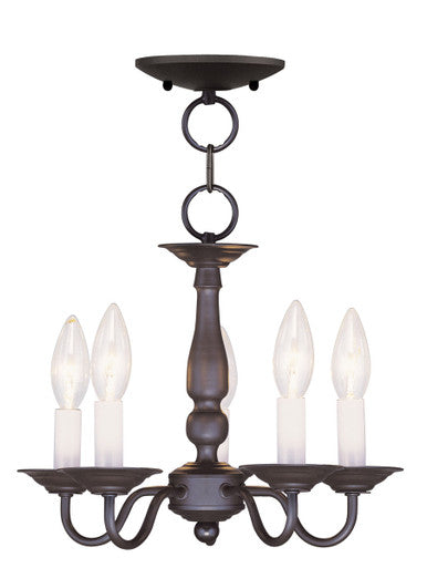 Livex Lighting Williamsburgh Collection 5 Light Bronze Chain Hang/Ceiling Mount in Bronze 5011-07