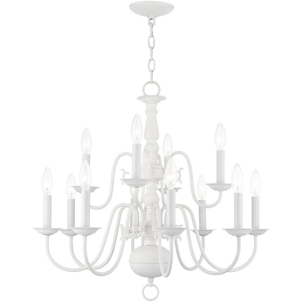 Livex Lighting Williamsburg Collection 12 Lt White Chandelier in White 5012-03