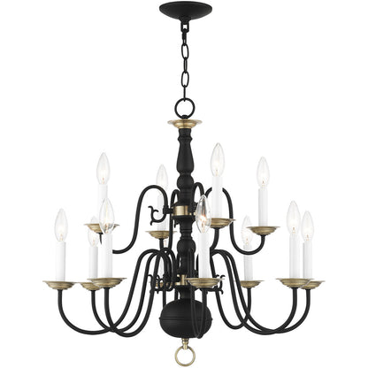 Livex Lighting Williamsburg Collection 12 Lt Black Chandelier in Black 5012-04