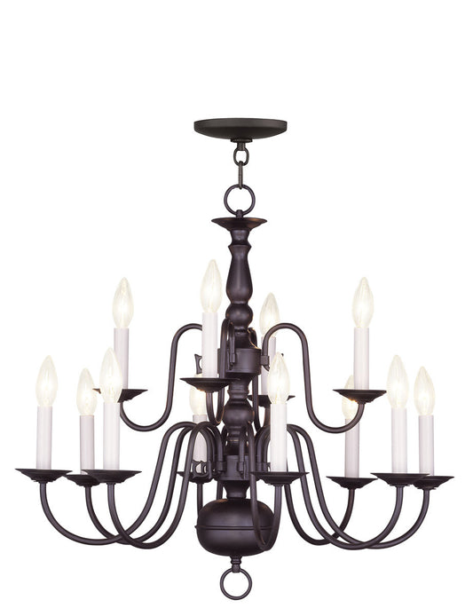 Livex Lighting Williamsburgh Collection 12 Light Bronze Chandelier in Bronze 5012-07