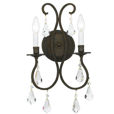 Crystorama Ashton 2 Light Hand Cut Crystal English Bronze Wall Mount 5012-EB-CL-MWP