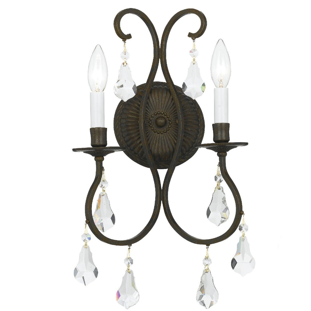 Crystorama Ashton 2 Light Swarovski Strass Crystal English Bronze Wall Mount 5012-EB-CL-S