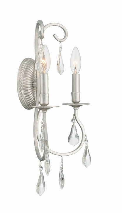 Crystorama Ashton 2 Light Hand Cut Crystal Olde Silver Wall Mount 5012-OS-CL-MWP