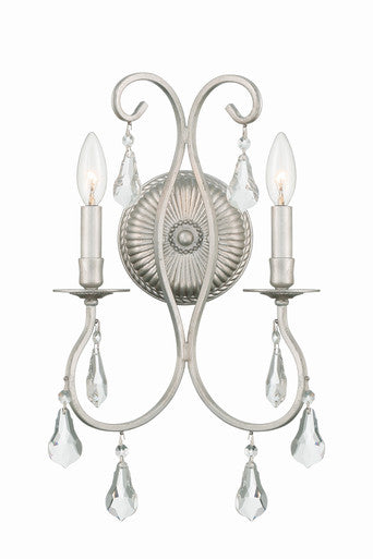 Crystorama Ashton 2 Light Hand Cut Crystal Olde Silver Wall Mount 5012-OS-CL-MWP